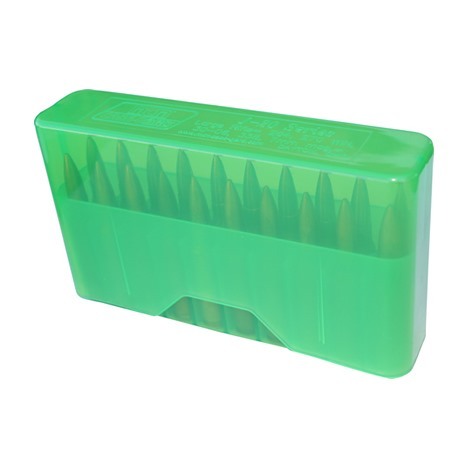 MTM Slip Top Rifle Ammo Box rommer 20 patroner, er 2.35" høy og designet for 17 Rem-351 WSL, perfekt for sikker oppbevaring og enkel tilgang.