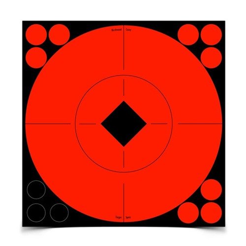 Birchwood's 8" Target Spots gir deg en umiddelbar Bull's-Eye for presisjonsøvelse, med selvklebende mål i strålende oransje for bedre synlighet og 96 reparasjonslapper.