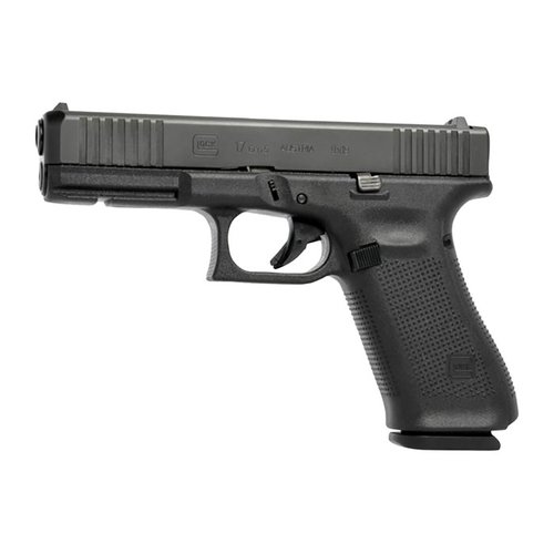 GLOCK 17 Gen5 har et nytt rammedesign uten fingergroper, tilpassbar grep, flared mag-well for raskere omlasting og forbedret presisjon i løpet.