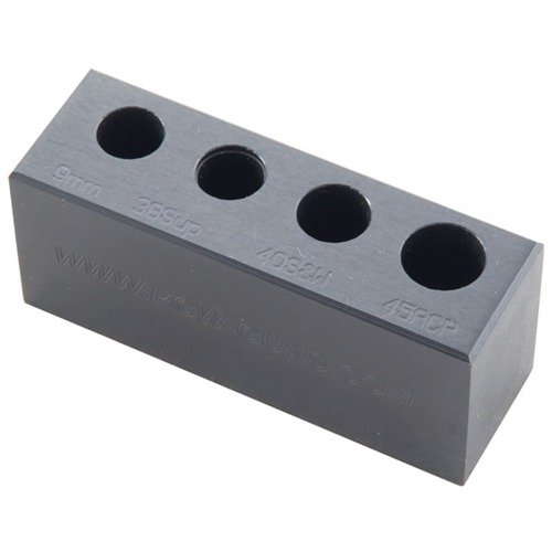 Sjekk ammunisjonen din før viktige konkurranser med denne 4 CALIBER CHAMBER CHECKER, som forhindrer feil og jams for 9mm, .40 S&W, .45 ACP og .38 Super.