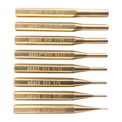 Grace USA Brass Punch Set er laget av høykvalitets messing, med presisjonsmaskinerte verktøy for skånsom håndtering av pinner og delikate komponenter.
