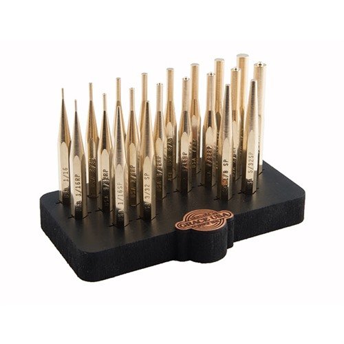 GRACE USA 20-delt messing punch-set med benkeholder er laget med presisjon, ideell for kritisk arbeid der non-marring og non-sparking er viktig.