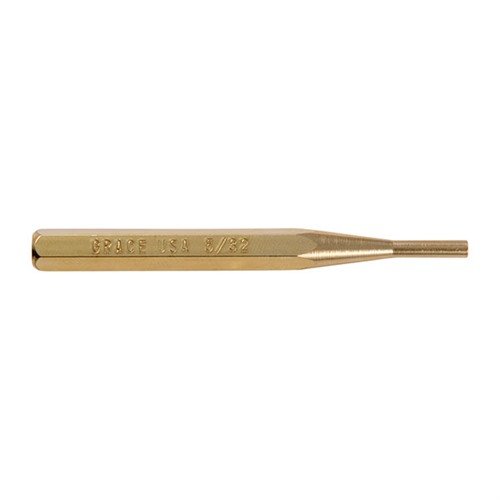 Grace USA Brass Punch Set tilbyr presisjonsmaskinerte, ikke-marring verktøy i høy kvalitet for skånsom behandling av pins og våpenfinish, med åtte størrelser tilgjengelig.