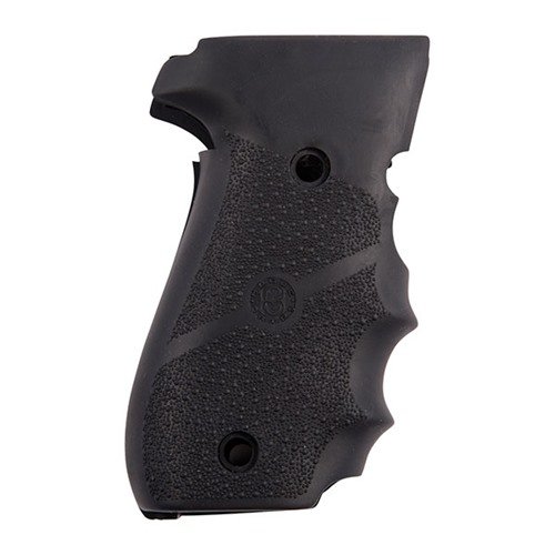 HOGUE SEMI-AUTO PISTOL GRIPS gir bedre kontroll og komfort med håndfyllende design, finger groover for redusert rekyl og holdbare materialer i gummi og tre.