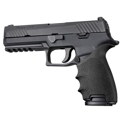 Hogue HandALL grip sleeve gir deg bedre komfort og kontroll på din SIG P320, med en sikker passform, demping mot rekyl og holdbare materialer.
