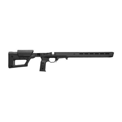 PRO 700 Lite SA kombinerer lettvekt og ytelse med justerbar kolbe, ergonomisk grep og M-LOK festepunkter for maksimal tilpasning av din Remington 700.