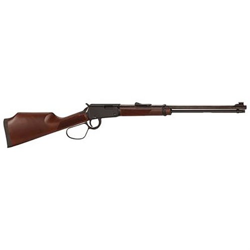 Henry Varmint Express® rifle har 11 .17HMR patroner, 20″ løp og sjekkert amerikansk valnøtt Monte Carlo kolbe, perfekt for småviltjakt med høy presisjon.