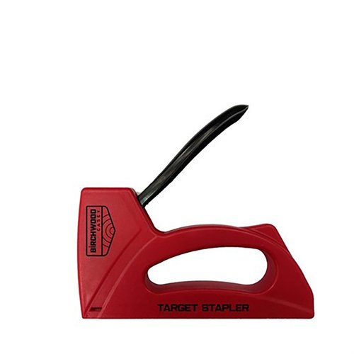 Birchwood Casey Target Stapler er en 3-i-1 heftemaskin laget av slitesterk plast og metall, med justerbar kraft for rask opphenging av mål på skytebanen.