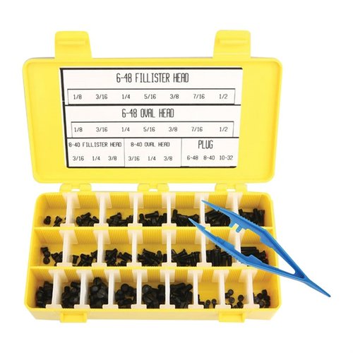 Gun Screw Assortment fra Forster inneholder 12 av hver av de 23 mest populære skruestørrelsene, varmebehandlet og blånerte, til en rimelig pris.