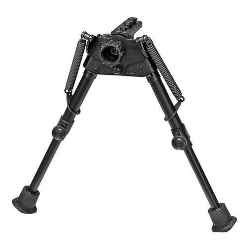 HARRIS S-BR2-MLOK BIPOD er ultralett (11,3 oz), justerbar fra 6" til 9", selvnivellerende, og perfekt for skyting fra benk med M-Lok feste.