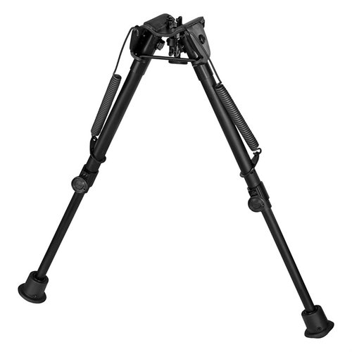 HARRIS 1A2-L2 BIPOD strekker seg fra 9" til 13", har selvnivellerende ben, veier kun 12 oz og er ideell for liggende skyting eller benk.