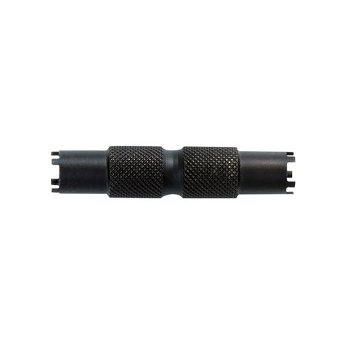 Denne kompakte AR-15 Front Sight Adjuster Tool i rustfritt stål gjør justering av A1 og A2 front sikter raskt og enkelt, med slitesterk svart oksidbehandling.