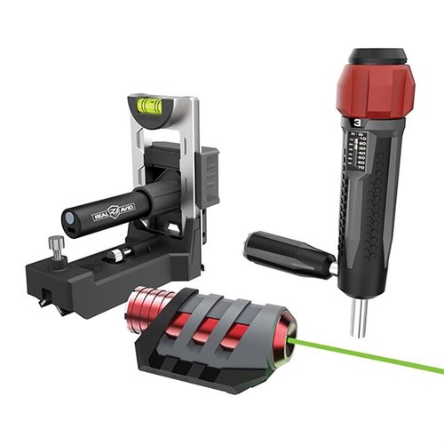 REAL AVID MASTER SCOPE MOUNTING KIT gir presis scopejustering med Level-Right® Pro, Smart-Torq® momentnøkkel og Viz-Max Bore Sighter® for enkel innskyting.