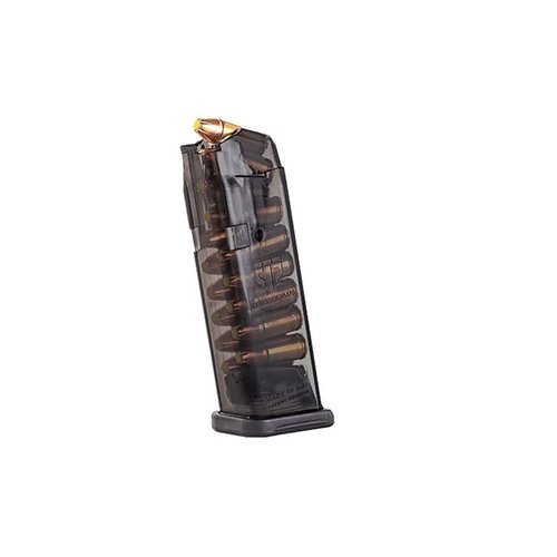 TRANSLUCENT MAGAZINE FOR GLOCK® 19 gir høy synlighet, pålitelighet og enkel rengjøring, med robust polymer som tåler ekstreme forhold og gir sikkerhet.