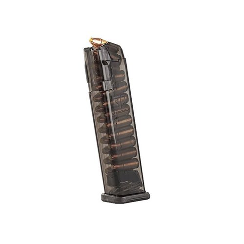 Passer til Glock 17, 18, 19, 26, 34 med 22 skudds kapasitet. Slitesterk polymer, lett å demontere og konkurransedyktig lovlig. Livstidsgaranti.