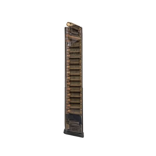 TRANSLUCENT MAGAZINE FOR GLOCK® 22 gir høy synlighet, pålitelighet, enkel rengjøring og motstandsdyktighet mot ekstreme forhold, perfekt for alle Glock-modeller.