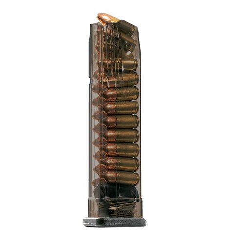 SMITH & WESSON M&P 9mm magasiner med 21 skudds kapasitet, ekstrem slagmotstand, kjemikalieresistent, og gjennomsiktig kropp for enkel ammunisjonssjekk.