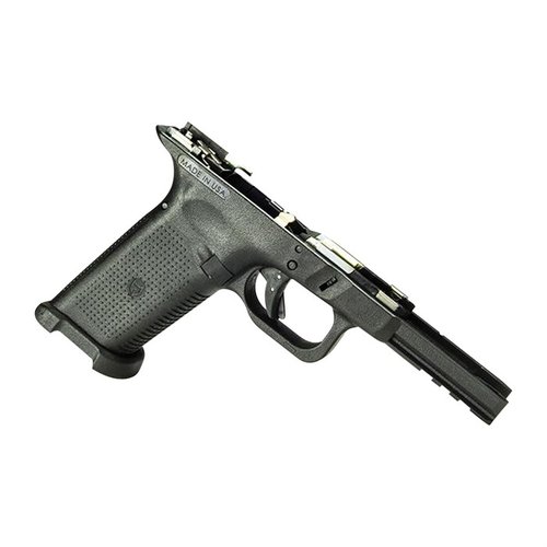 TWF Full/Compact Textured Frame gir deg en liten pistolfølelse, aksepterer Gen3 og Gen4 G17-skinner, og inkluderer justerbare bakstykker for optimal tilpasning.