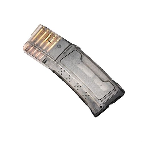 Strike AR-15 Magazine (10 runder) i høystyrke polymer, med 'AccuRamp' design, anti-tilt follower og anti-glipp finger groper for optimal kontroll og pålitelighet.