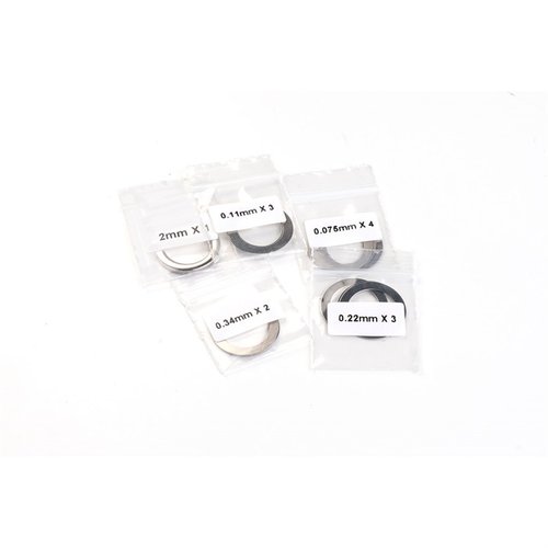 Strike Industries AR Shim Set for .223/5.56 eller .308 gir presis justering av munningsenheter, er gjenbrukbare og laget av SUS 304 rustfritt stål.