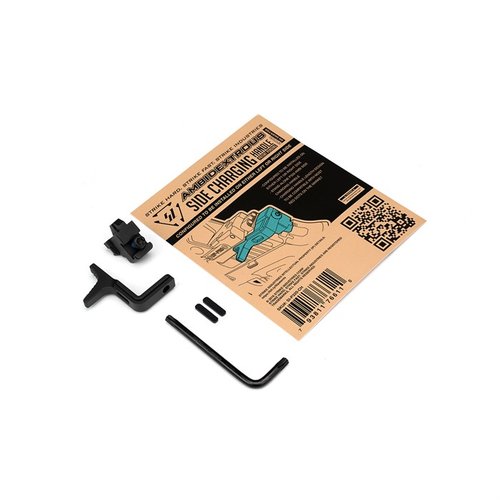 Strike Industries Ambidextrous Side Charging Handle for SIG SAUER P320 girer enkel installasjon på begge sider, uten permanente modifikasjoner og med gummiputer for beskyttelse.
