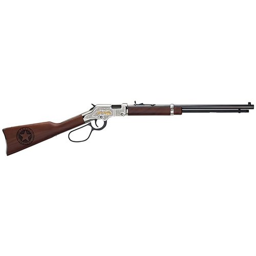 Henry Golden Boy 22 LR Texas Ranger Tribute Edition kombinerer klassisk design med moderne håndverk, med en 20-tommers blued octagonal løp og elegant amerikansk valnøtt.