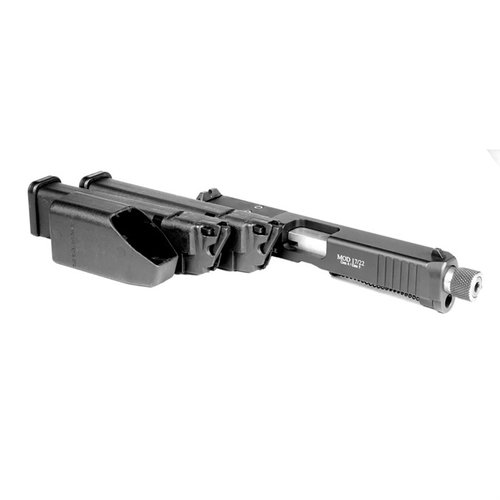 Konverter din 9mm/.40 S&W Glock til 22lr, perfekt for trening og læring med to 15-runders magasiner, 5" gevindløp og plass til rødpunktsikter.