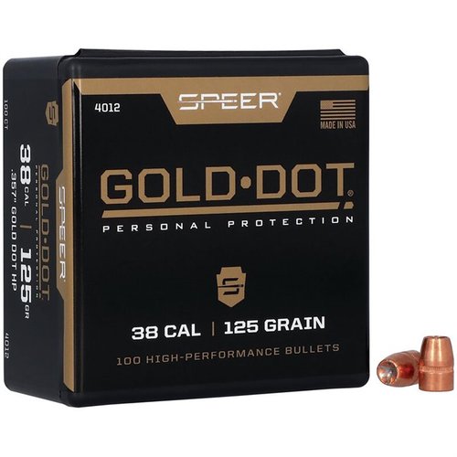Kjøp SPEER Gold Dot 38 Cal (.357") 125gr Hollow Point pistolkuler. Effektiv og pålitelig. Perfekt for jakt og sport! ✨