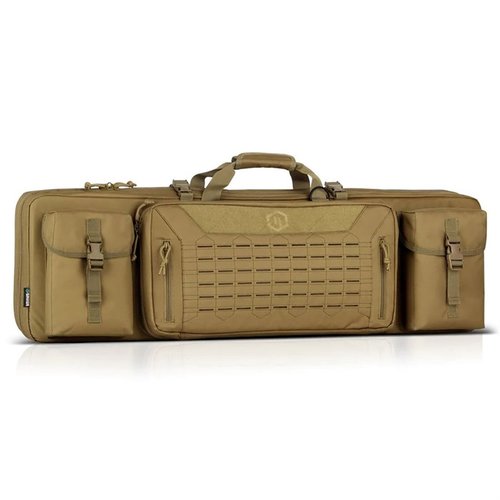 Urban Warfare Double Rifle Case 51" tilbyr polstrede rom for rifler og pistoler, MOLLE-kompatibilitet, og en lavprofildesign for optimal beskyttelse og mobilitet.