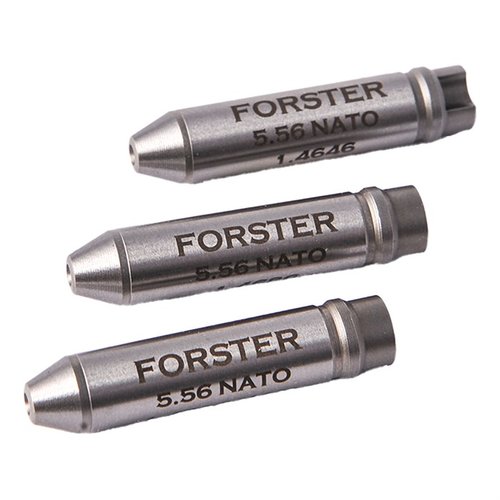Forster 5.56 Armorers Headspace Gauge Kit gir deg tre presise måleverktøy for å sikre korrekt headspace uten å demontere bolten.