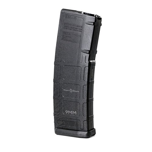 Heresy Design 9mm magasin for Steyr AUG® med 30 skudds kapasitet, laget av polymer, tilgjengelig for både standard og NATO stokk.