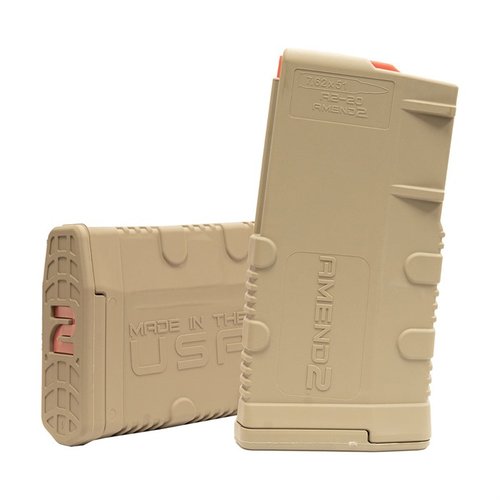 Amend2® 7.62X51 SR-25 magasin i robust polymer, tilgjengelig i 10 eller 20 runder, med anti-tilt follower og kraftig rustfritt stålfjær, laget i USA.