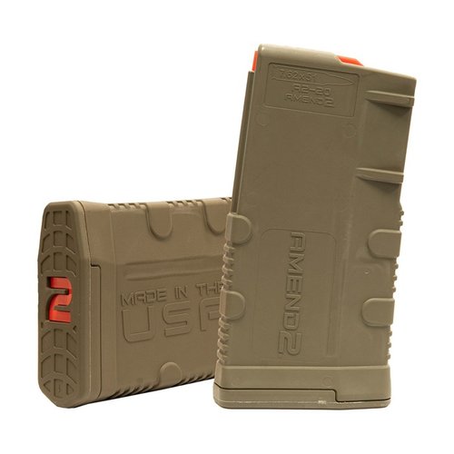 Amend2® SR-25 7.62X51 magasin i robust polymer, tilgjengelig i 10 eller 20 skudd, med anti-tilt follower og slitesterk rustfritt stål fjær.