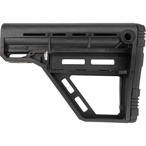 AMS Modular M-LOK karbinstokk tilbyr høy styrke, justerbare funksjoner, plass til tilbehør og en komfortabel gummiert bakplate for optimal bruk.