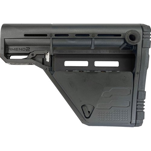 AMS Modular Lower Storage karbinstokk tilbyr høy styrke, M-LOK® festepunkter, justerbare kontroller og rom for batterier og tilbehør, perfekt for alle oppdrag.