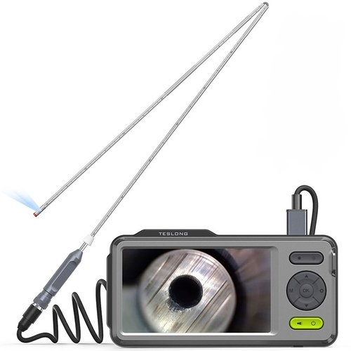 NTG200H FOCUS & FOLD rifle borescope med 5" HD-skjerm gir skarpe bilder, vanntett design, og 3-4 timers batterilevetid for optimal inspeksjon.