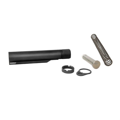 Geissele Premium Mil-Spec Buffer Tube er laget av 7075-T6 aluminium, har 6 posisjoner og inkluderer Super 42 fjær for bedre pålitelighet og mindre støy.