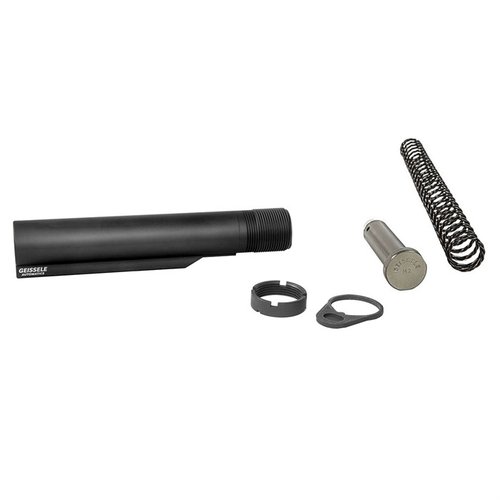 Geissele Premium Mil-Spec Buffer Tube er laget av 7075-T6 aluminium med 6 posisjoner, inkludert Super 42 fjær for bedre pålitelighet og mindre vibrasjoner.