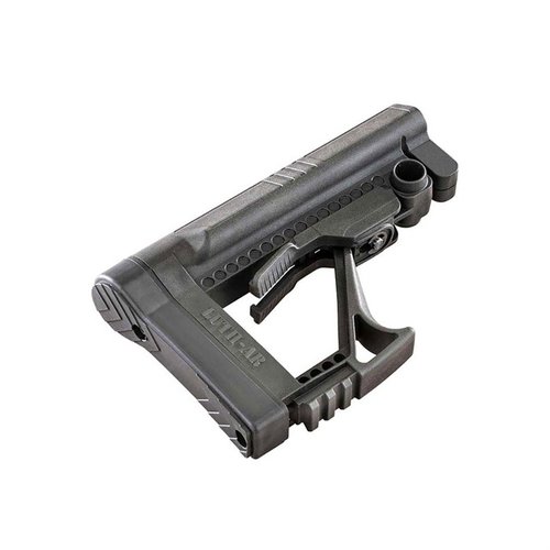 MBA-5 Buttstock fra Luth-AR er en lett, justerbar og rimelig karabin buttstock med paddle-type justeringsspak og integrert Picatinny-skinne for tilbehør.