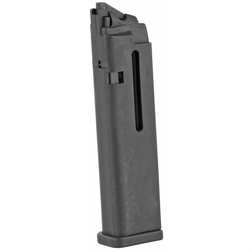 15 eller 25 runde 22 Long Rifle magasin for Glock 17, 19, 22, 23 Gen 3 og 4, designet for CCI 40 Grain Round Nose Mini-Mag ammo. Svart finish.