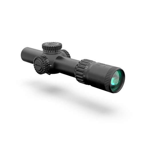 WARHORSE LPVO 1-6x24mm FFP gir rask målfangst og presisjon med 12 lysinnstillinger, vanntett design og et klart retikkel for optimal ytelse.