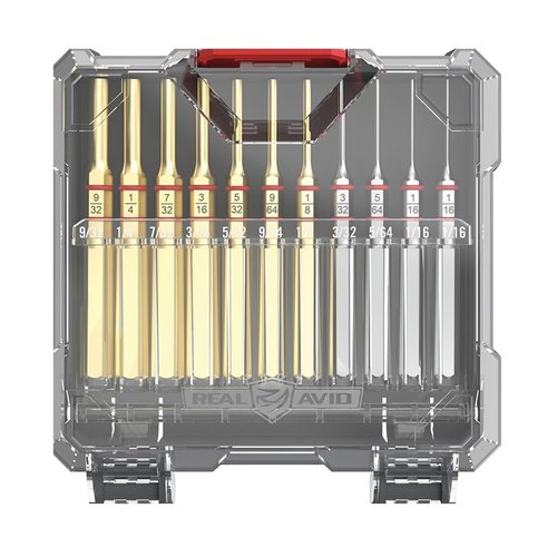 ACCU-PUNCH 11-delt standard sett med messing- og stålstifter tilbyr presis kontroll, korrosjonsbeskyttelse og optimal ytelse for gunsmithing.