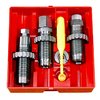 Dette PISTOL CARBIDE 3 DIE SET inkluderer Carbide Full Length Sizing Die, Bullet Seating Die og Powder Thru Expanding Die, uten behov for sizing lube.