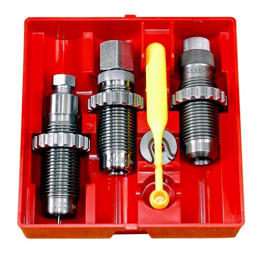 Lee Steel 3-Die Pistol Set gir deg Full Length Sizing Die, Bullet Seating Die og Powder Through Expanding Die, perfekt for presis omforming av .429 Desert Eagle.