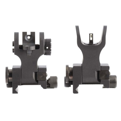 AR-15 Tritium Flip-Up Backup Iron Sights har aluminiumsramme, låser seg på 1913 Picatinny rail, og gir optimal sikt med tritium stripe for synlighet i alle lysforhold.