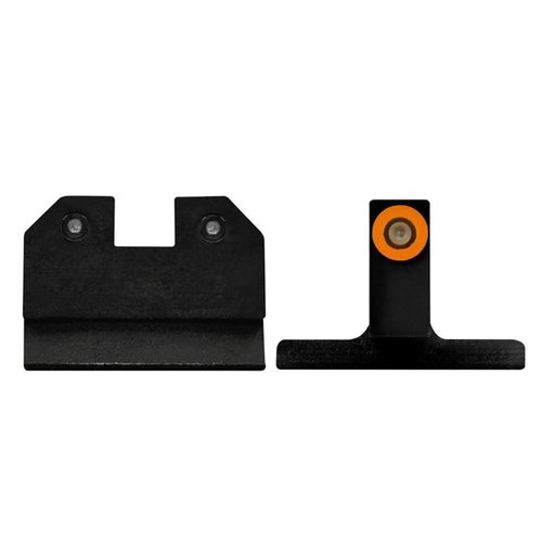 R3D Night Sights for HK VP9 tilbyr en lysende 3-dot tritium sikte med høy kontrast, perfekt for presisjon i både dagslys og svakt lys.