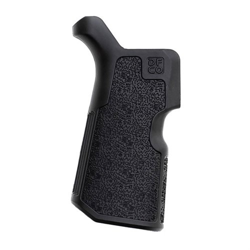 KUNG FU GRIP forbedrer komfort og reduserer håndtretthet med sin 12º vinkel og forbedrede fingergroove, perfekt for AR15/M4 og AR10/SR25 plattformer.