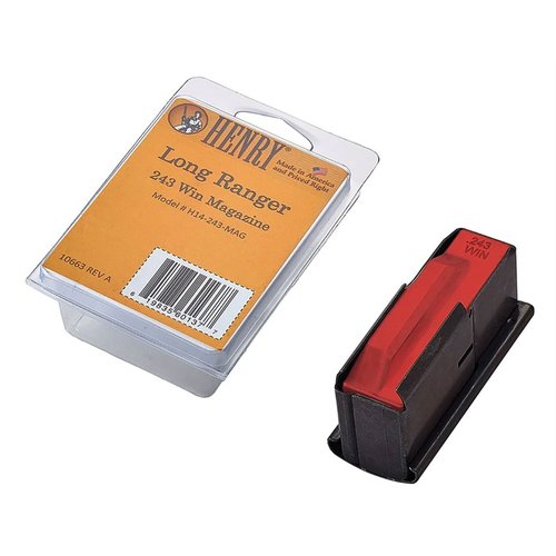 Erstatningsmagasin for Henry Long Ranger i 243 Winchester, med plass til 4 skudd, perfekt for pålitelighet og enkel tilgang under jakt.