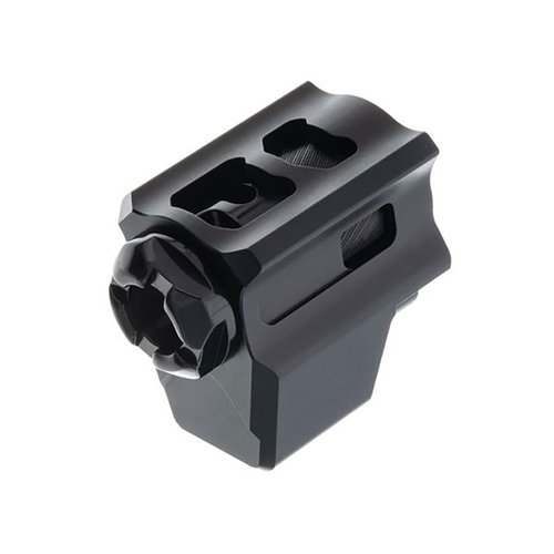 Tyrant T-Comp reduserer munningsheving og rekyl, passer til Glocks Gen3-Gen5, installeres enkelt uten settskruer, og fungerer med de fleste ammunisjon.