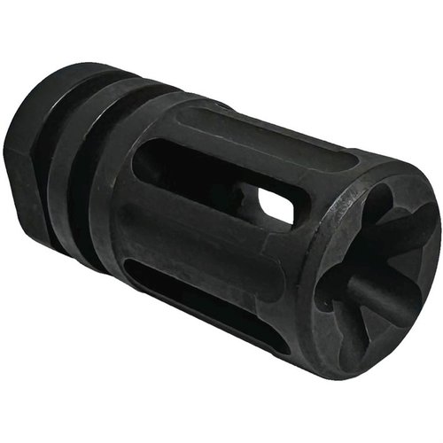 PentaComp er en stilig og funksjonell munningsanordning som kombinerer flash hider og kompensator, presisjonsmaskinert og fosfatbelagt for langvarig bruk på 5.56/.223 våpen.
